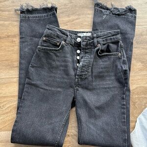 Free People Black Frayed Hem Jeans